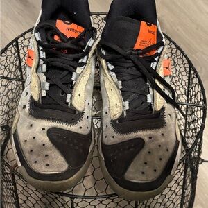 Jordan Black and Cream Athletic Shoes